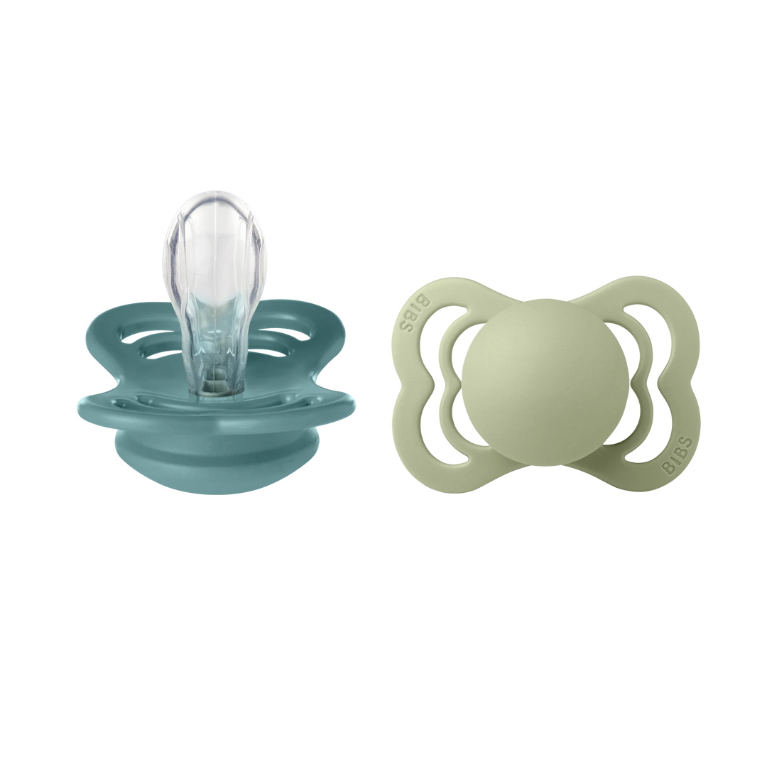 BIBS Pacifier Supreme | Size 1 Silicone Island Sea/Sage