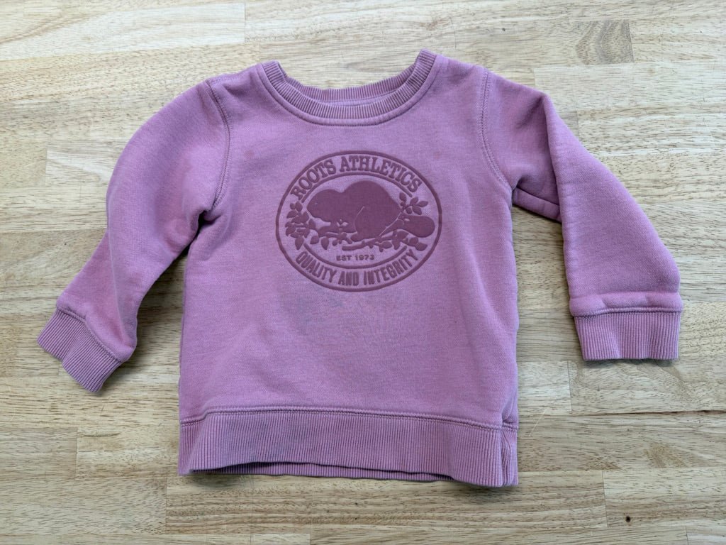 Roots Sweatshirt – 18–24M | Pink Raised Logo - Nest and Sprout - Consignment