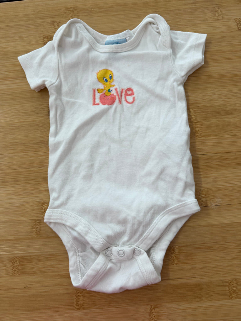 Looney Tunes Tweety Bird Bodysuit – 62–68 (0–3M) | Grey Striped