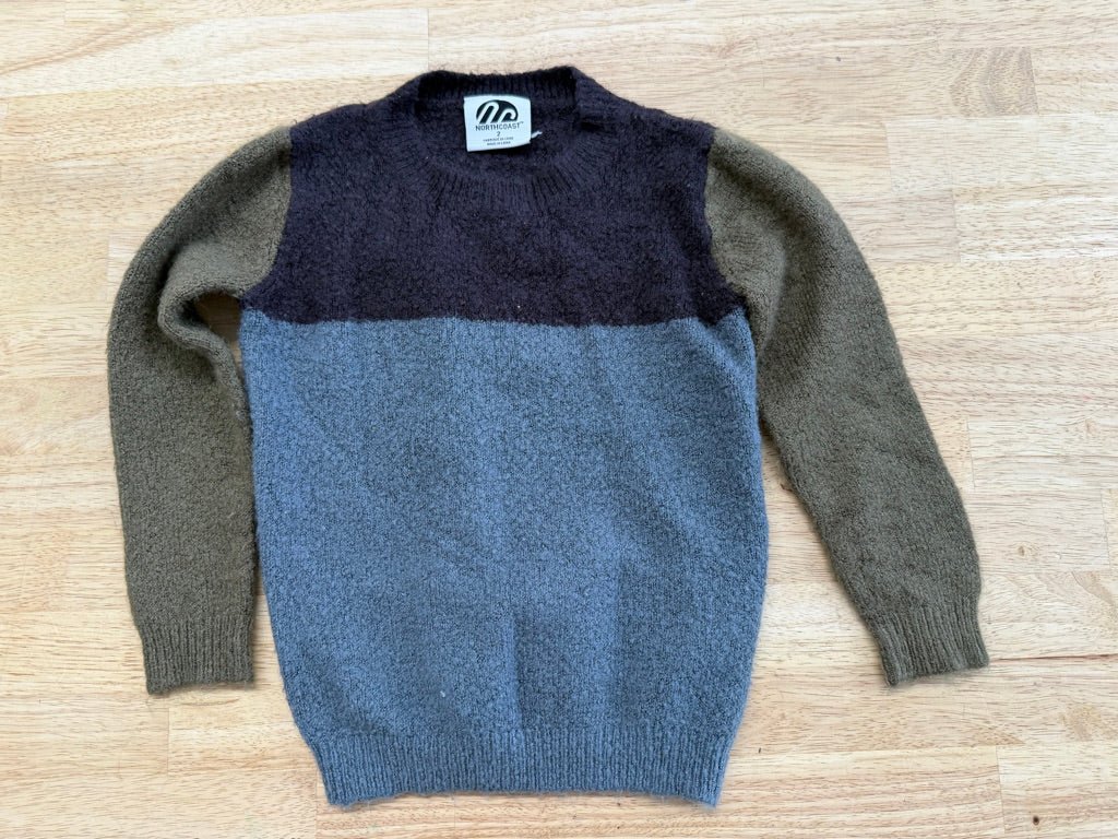 North Coast Knit Sweater – 2T | Blue Charcoal &amp; Forest Green Cable Knit