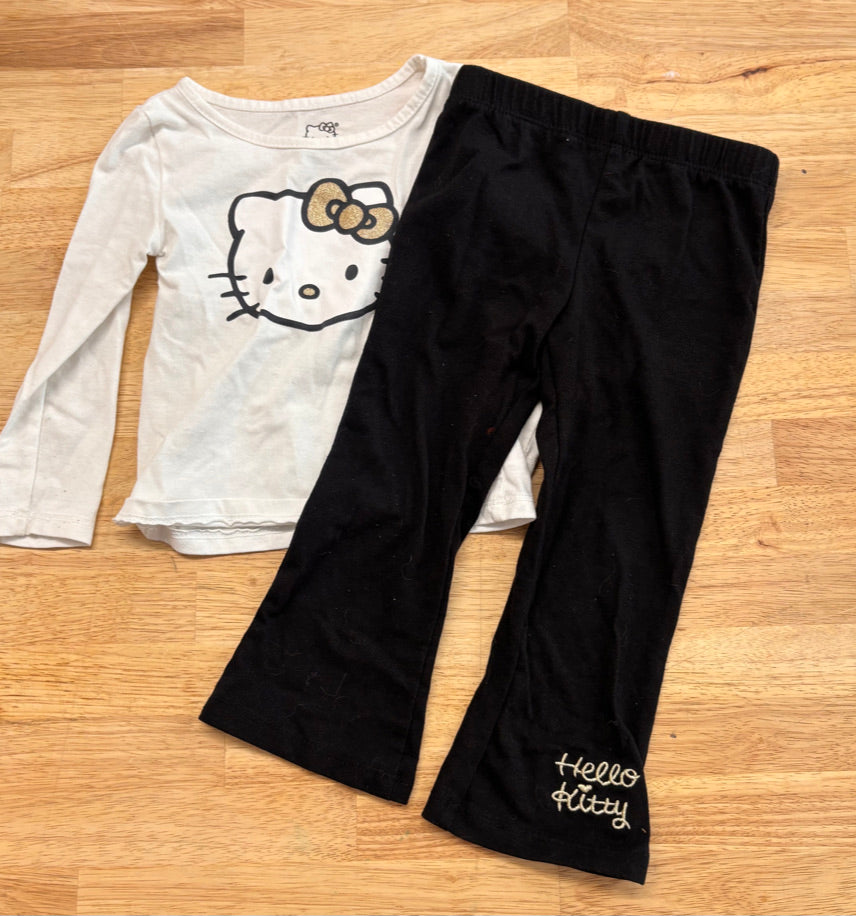 Hello Kitty Set – Size 2T (Black/White/Gold)