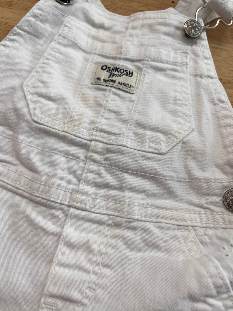 OshKosh Short Overalls – White Denim 2t