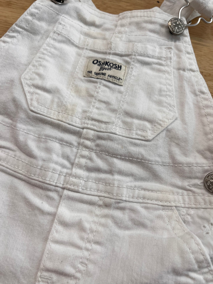 OshKosh Short Overalls – White Denim 2t
