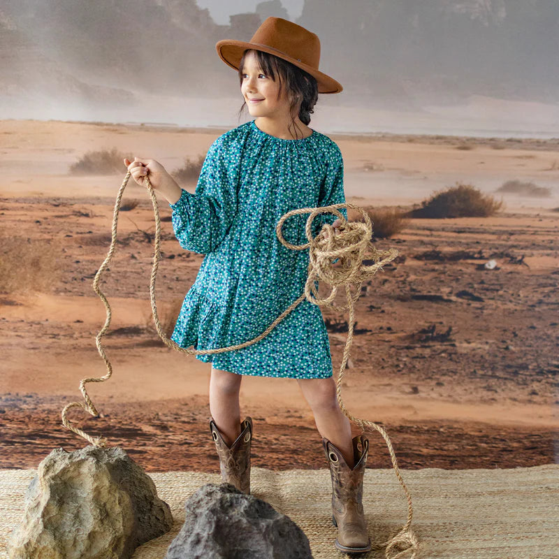 Children's Turquoise Floral Dress