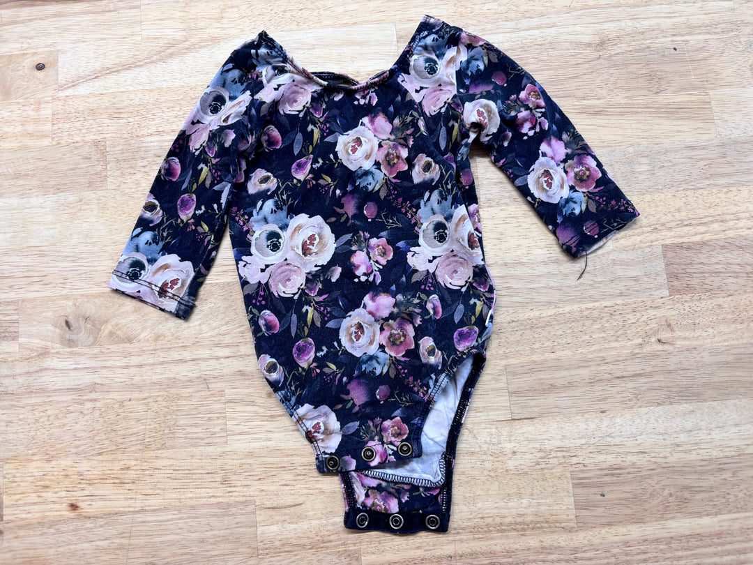 Little & Lively Black Floral Bodysuit 6–12M