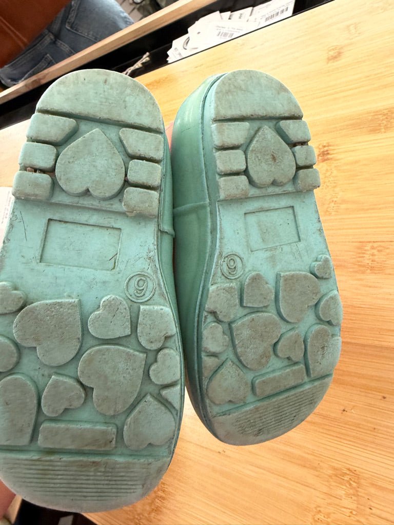 Unicorn Fleece-Lined Rain Boots – 6 | Light Blue Handles & Edging | Play - Nest and Sprout-Consignment