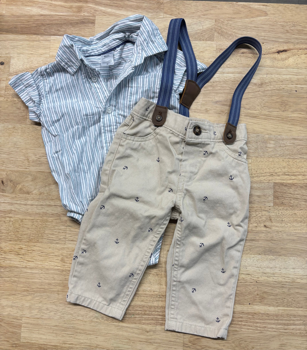 Carter’s Sailor Print Two-Piece Set – Khaki | 9M