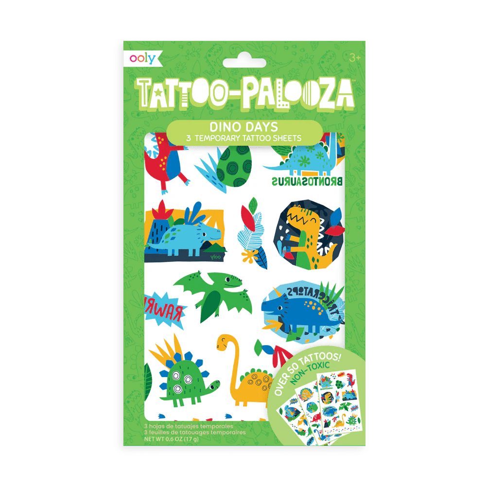 Tattoo Palooza Temporary Glitter Tattoo: Dino Days - Nest and Sprout - Ooly