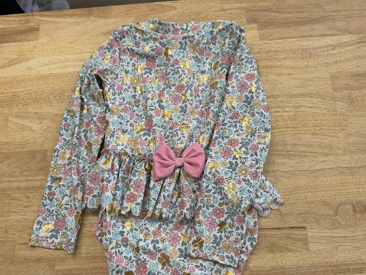 Tommy Bahama Floral Swimsuit – 7/8 | Long Sleeve Ruffle Skirt Snap Crotch