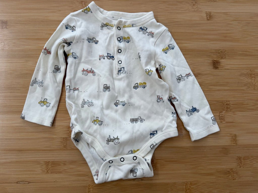 Pehr Tractor Bodysuit – 6–12M | Cream Long Sleeve - Nest and Sprout-Consignment