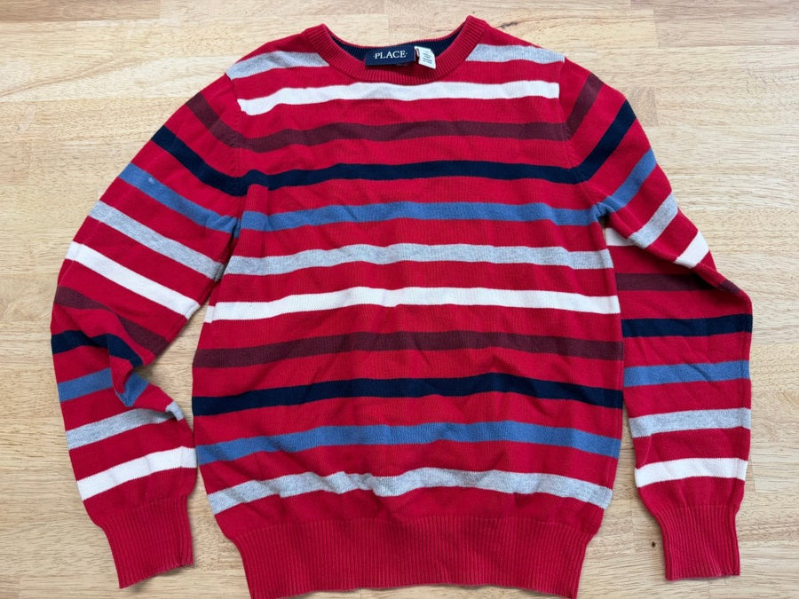 The Children's Place Red & Blue Stripe Knit Sweater – 7/8 - Nest and Sprout-Consignment