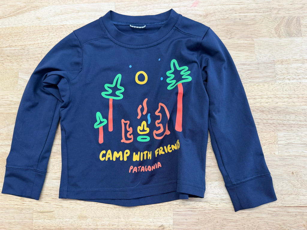 Patagonia Capilene Silkweight Top – 2T | Navy | Camp with Friends Print
