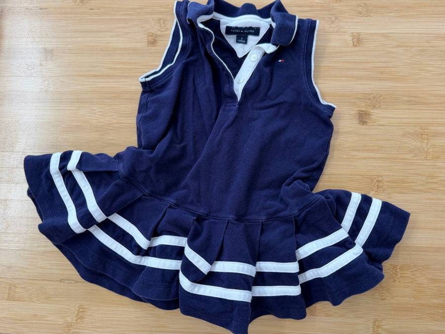 Tommy Hilfiger Drop Waist Sleeveless Dress – 3 | Navy Collar - Nest and Sprout-Consignment