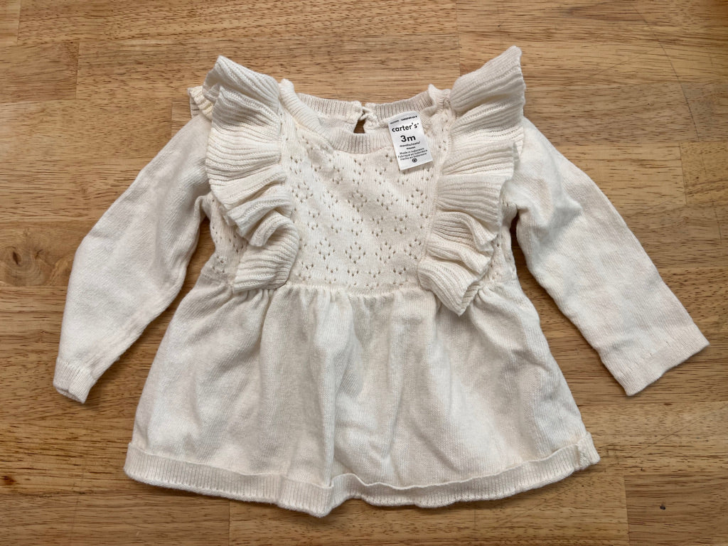 Carters 3M White Ruffle Sweater