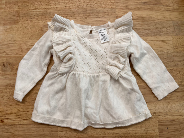 Carters 3M White Ruffle Sweater