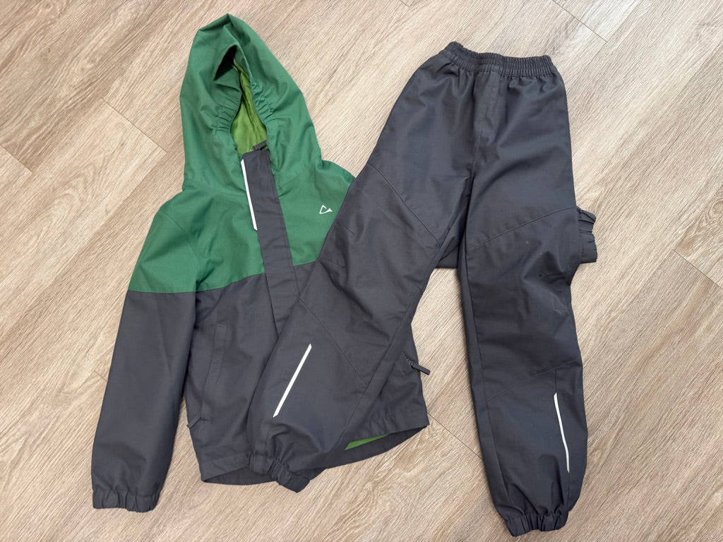 Paradox Two-Piece Rain Set – 6 | Forest Green & Grey Lined Jacket & Rain Pants