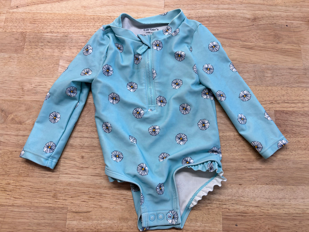 Carters Blue Daisy Swimsuit 6–9M