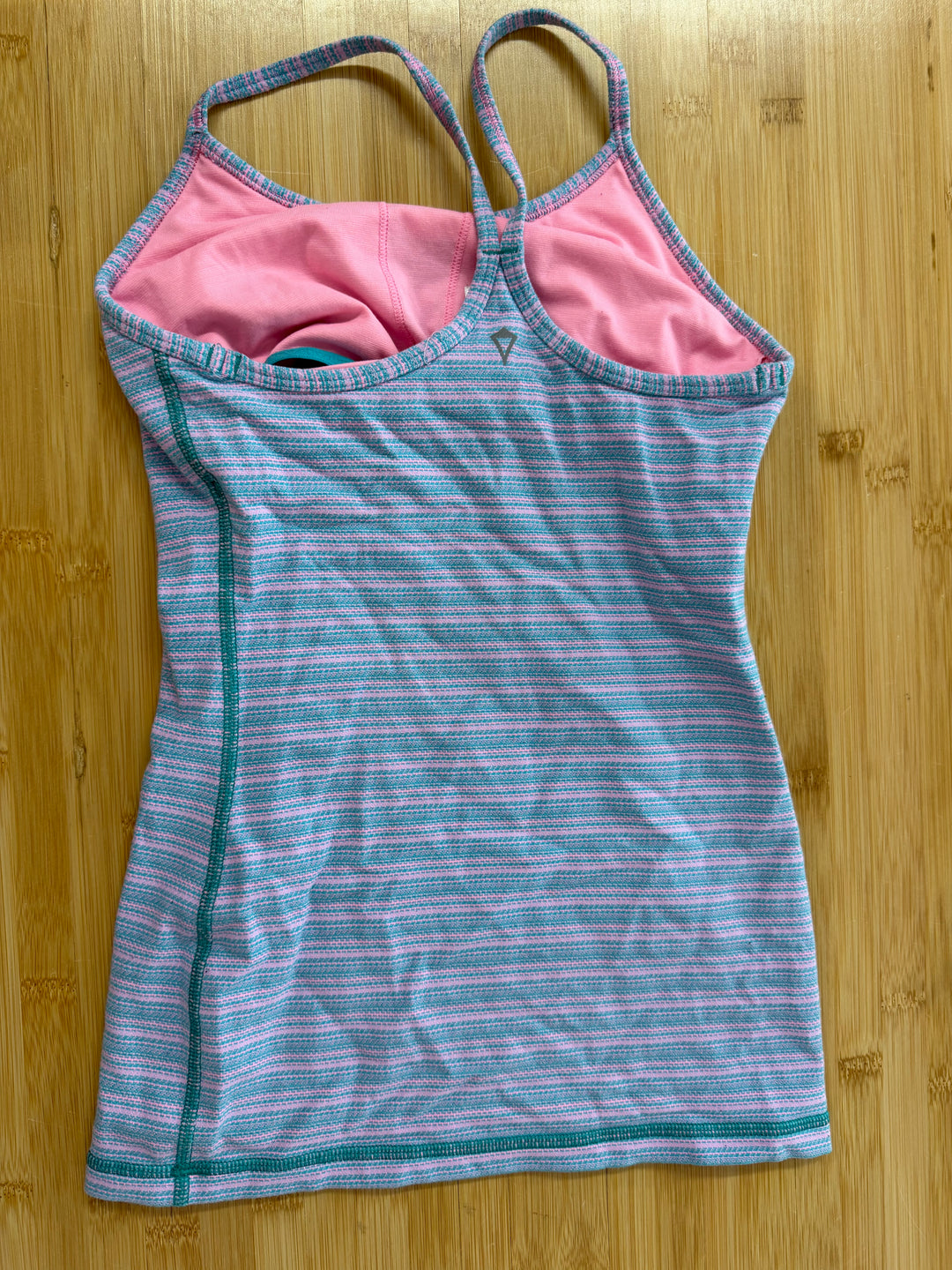 Ivivva Striped Tank Top with Built-In Bra – 10 | Pink & Blue