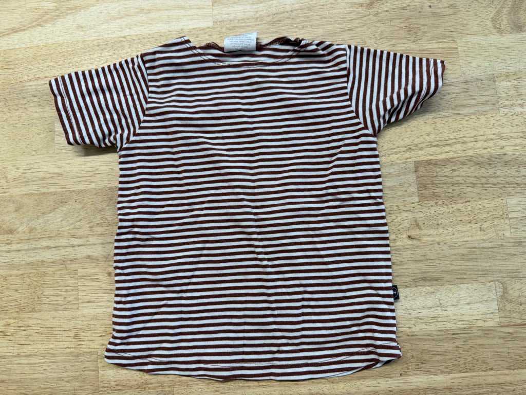 Haven Kids Shirt – 12–18M | Brown Striped Bamboo Blend – Made in Canada - Nest and Sprout - Consignment