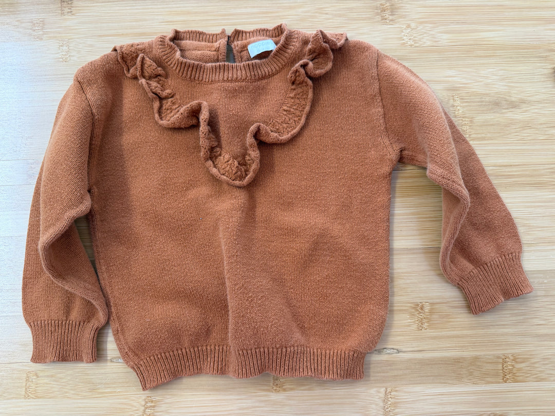 Noppies Knit Sweater – 18–24M | Burnt Orange Ruffle Neckline | Play
