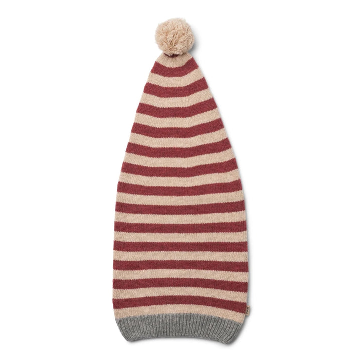 Wheat Knitted Christmas Hat – Red Christmas Stripe - Nest and Sprout-Wheat