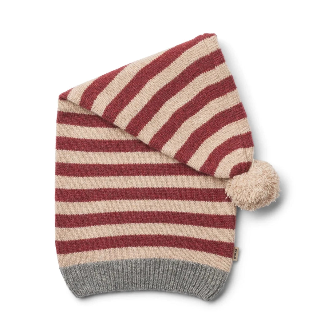 Wheat Knitted Christmas Hat – Red Christmas Stripe - Nest and Sprout-Wheat