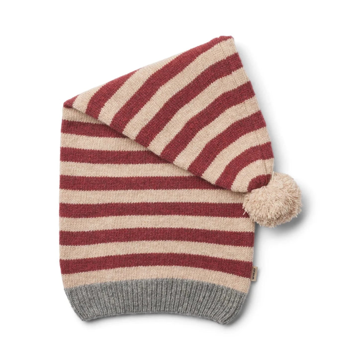 Wheat Knitted Christmas Hat – Red Christmas Stripe - Nest and Sprout-Wheat