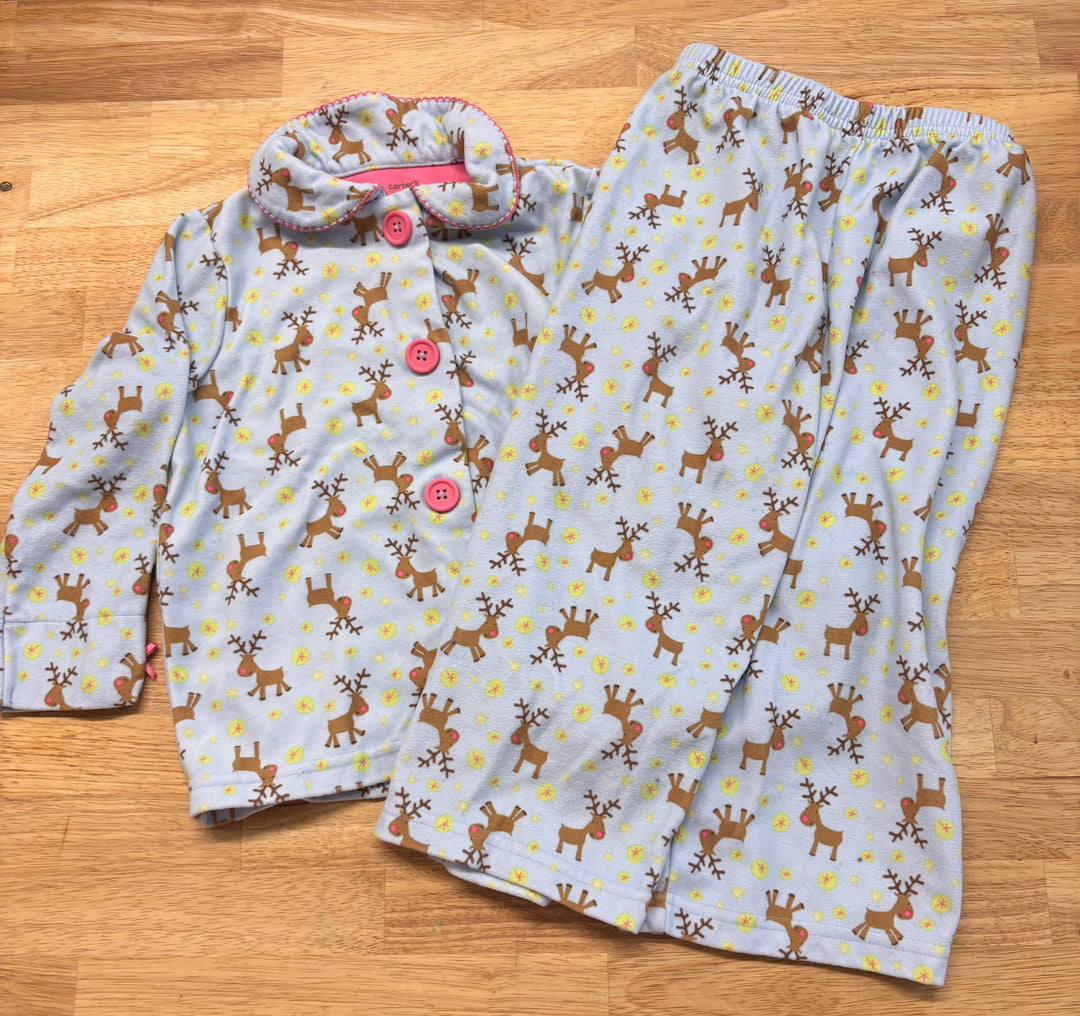 Carters PJ Set – Size 3T Blue Reindeer Print