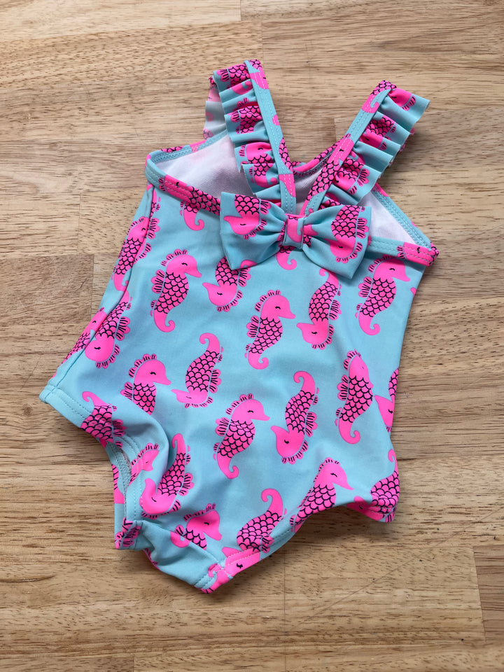 3M Turquoise Swimsuit with Pink Seahorse