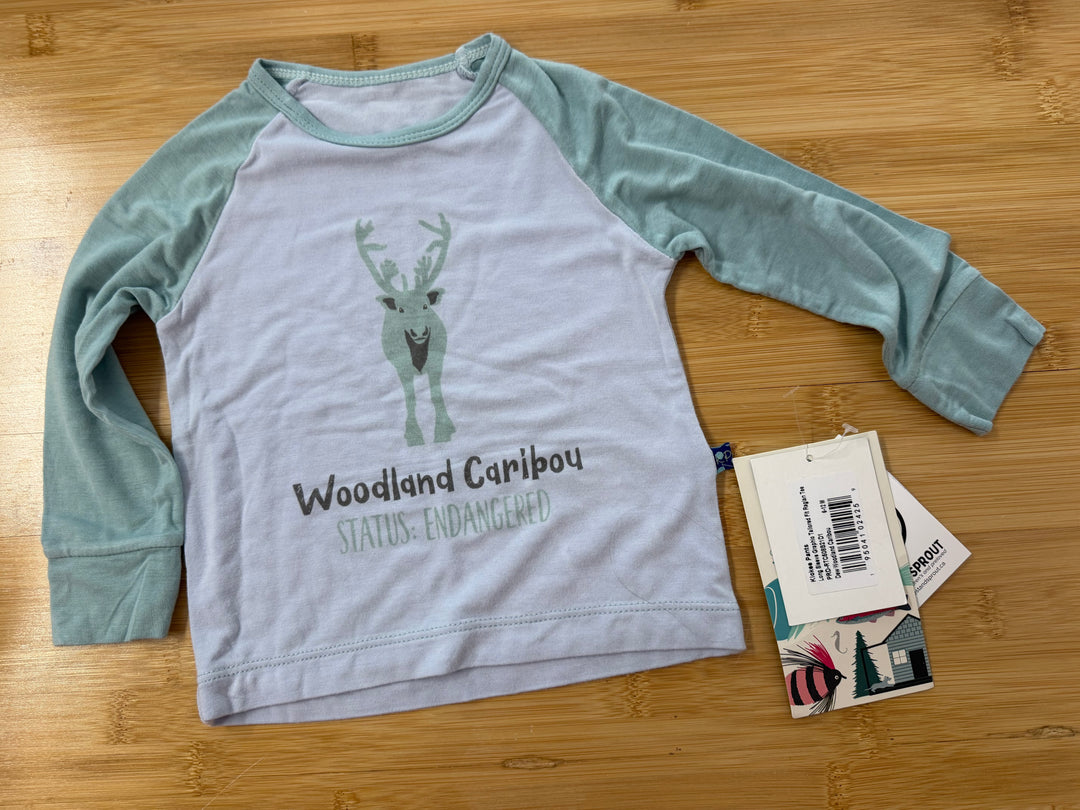 Kickee Pants Raglan Tee – 6–12M | Dew Woodland Caribou Long Sleeve | NWT