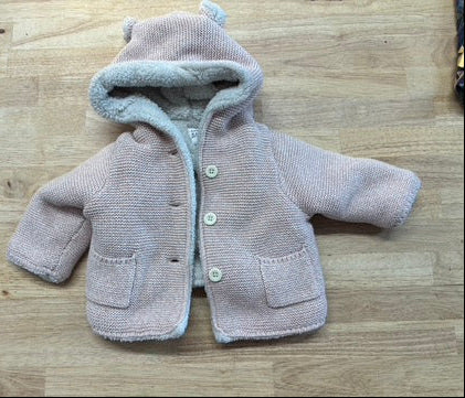 Gap Pink Heather Knit Hooded Sweater 3–6M