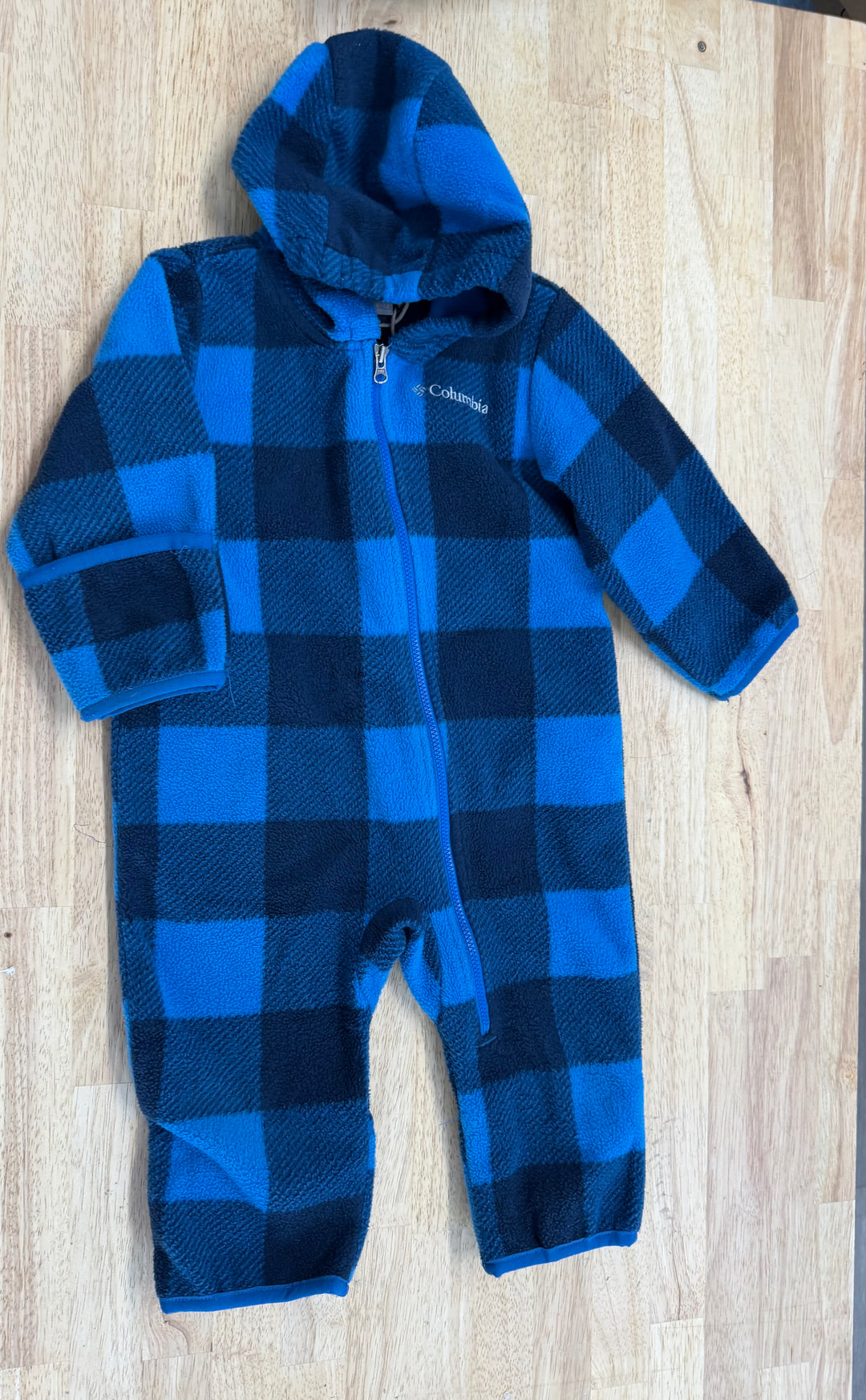 Columbia Blue Plaid Fleece Bunting Suit – 6-12M