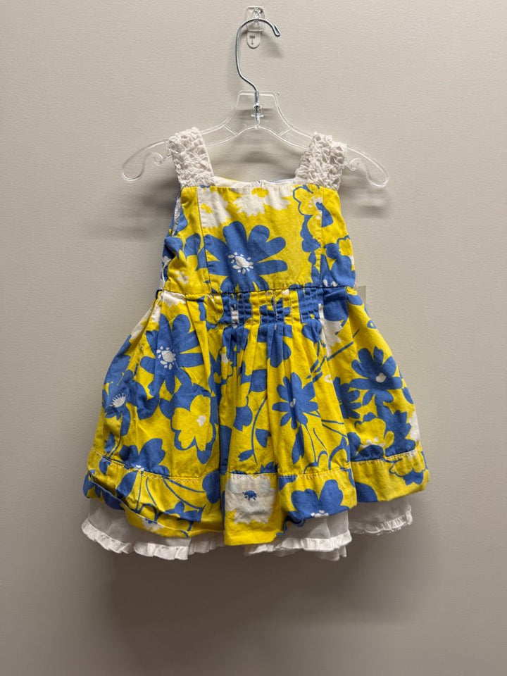 The Children's Place Floral Dress – 18M | Yellow & Blue Underlay Back Zipper - Nest and Sprout-Consignment