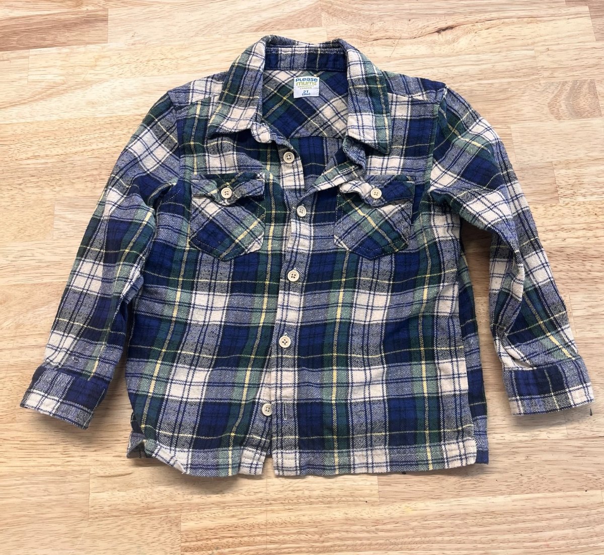 Please Mum Flannel Shirt, 2T imperfect - Nest and Sprout - Consignment