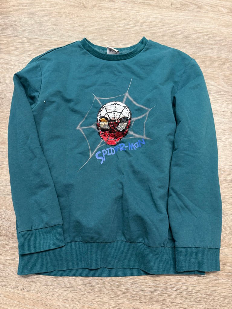 Marvel Spiderman Sequin Sweatshirt –160 Turquoise - Nest and Sprout-Consignment