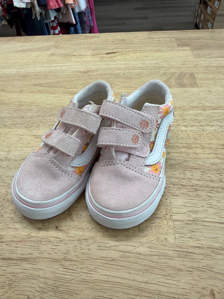 Vans Sneakers – Size 5 | Pink Floral Daisy Velcro - Nest and Sprout - Consignment