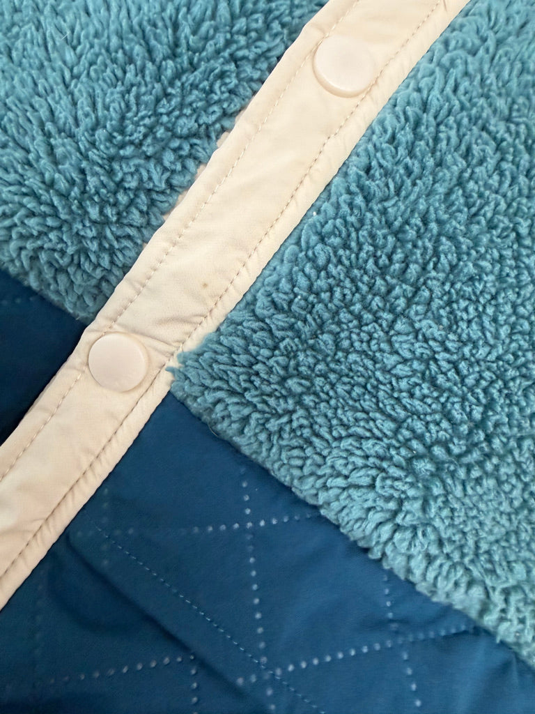 Souris Mini Snap-Up Fleece Sweater – 7 | Blue Two-Tone