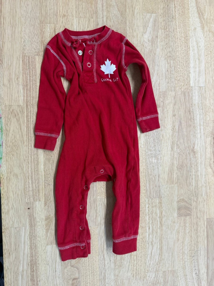 Lazy One Canada Eh Romper Sleeper – 6M | Snap Crotch | Play - Nest and Sprout-Consignment