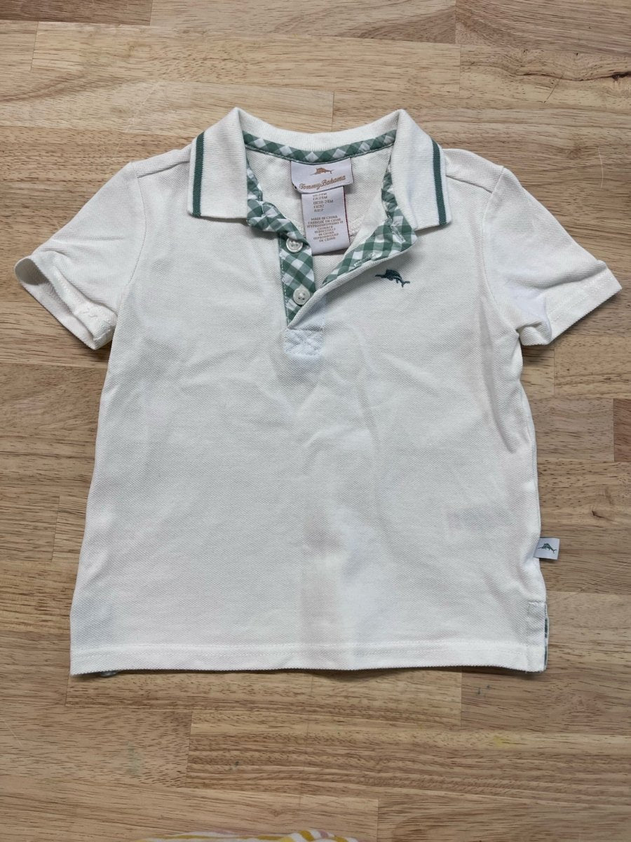 Tommy Bahama Polo – 24 Months (White with Light Green Accents) - Nest and Sprout - Consignment