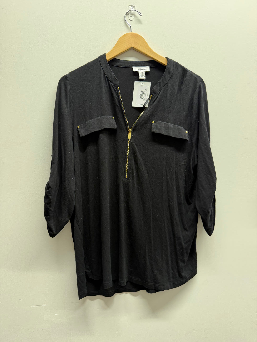 Calvin Klein Zip Down Nursing Friendly Shirt – Large | Black