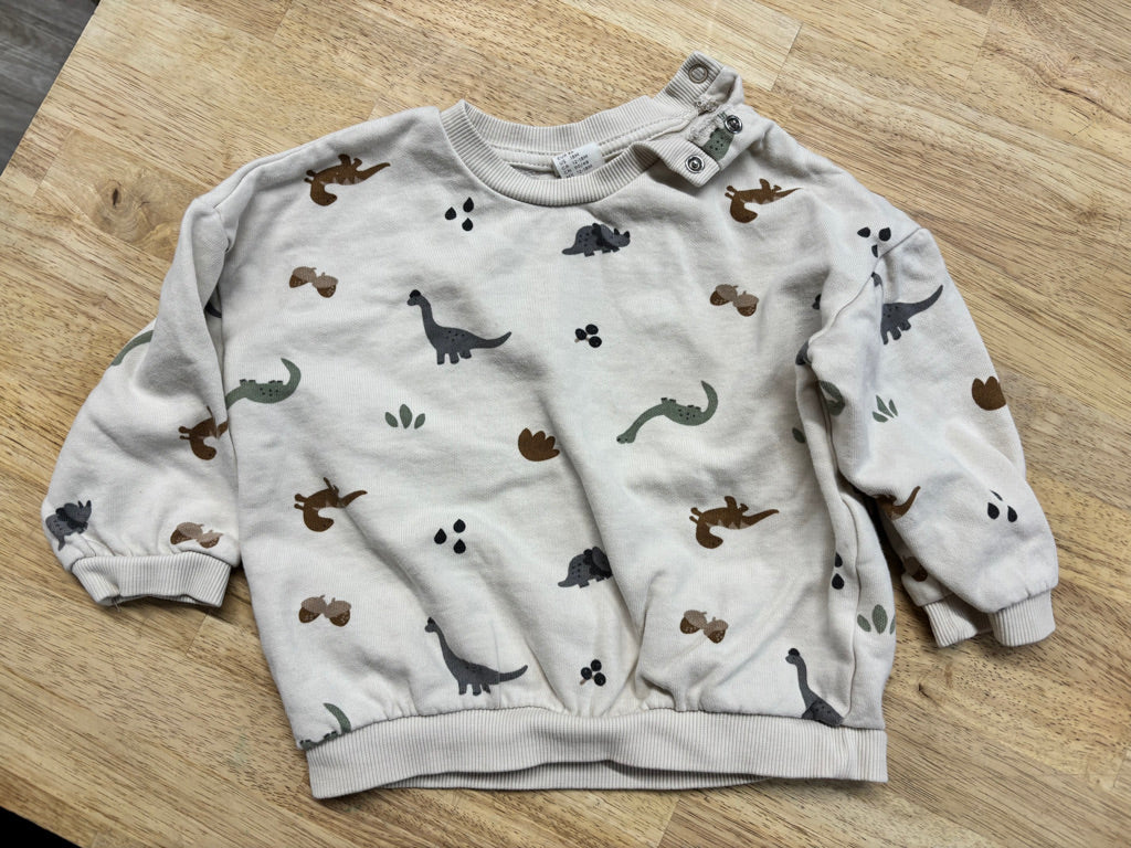 H&M Cream Dinosaur Sweatshirt – 12–18M