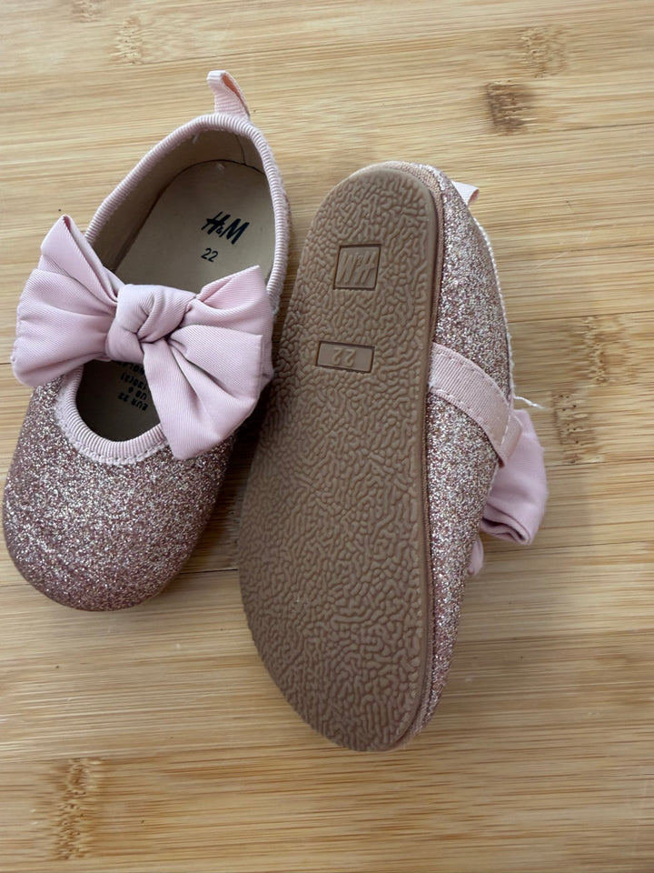 H&M Glitter Ballet Flats – EU 22 (US 6) | Pink Allover Glitter & Bow