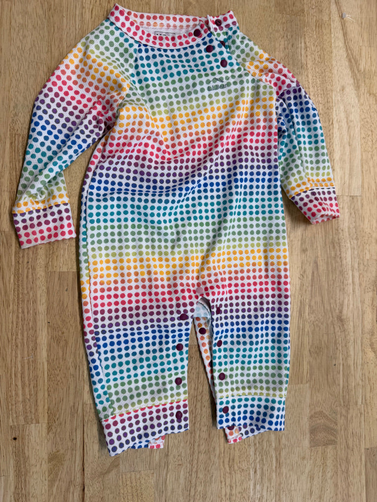 LL Bean UV Romper – 6–12M | Polka Dot Rainbow