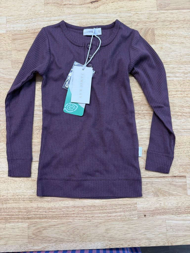 Jamie Kay Ribbed Long Sleeve Shirt – 2Y | Eggplant Purple | NWT
