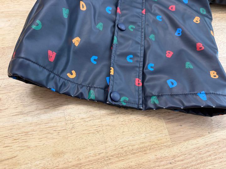 Joe Fresh Hooded Rain Jacket – 18–24M | Black Alphabet Print Red Lining | Play