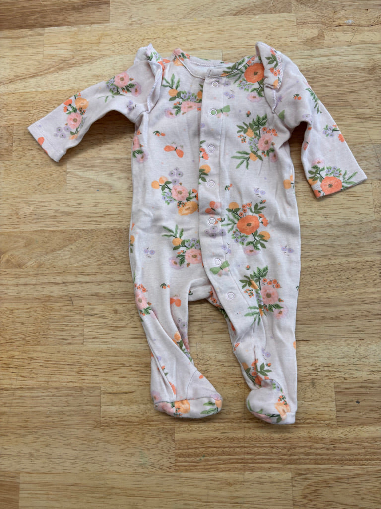 Bundles Baby Sleeper – Size NB (Pink Floral, Footed)