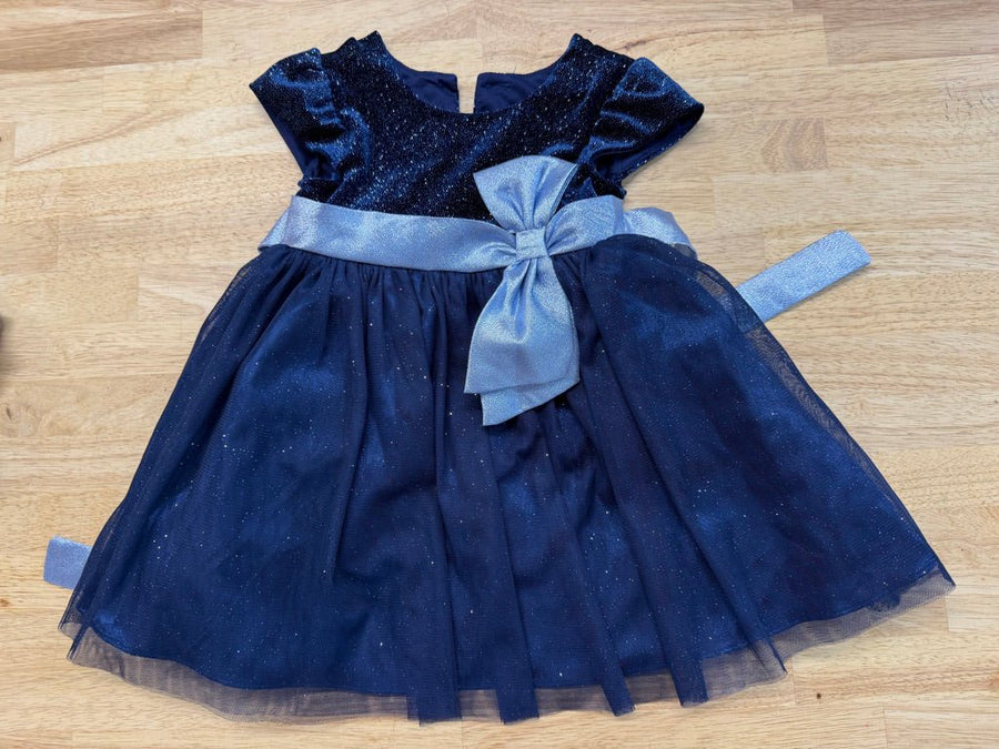 Jona Michelle Special Occasion Dress – 2 | Navy & Baby Blue Ribbon - Nest and Sprout - Consignment