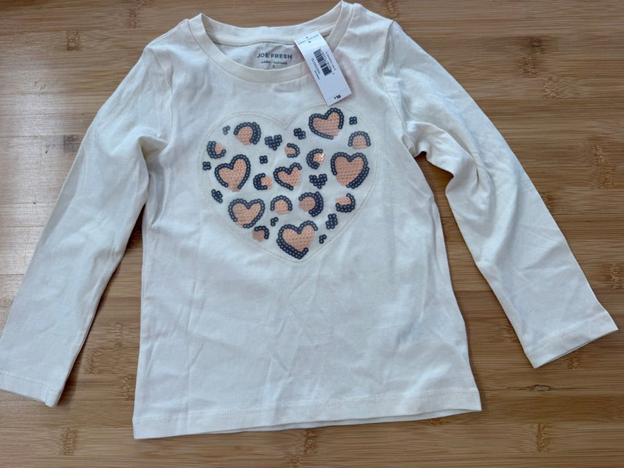 Joe Fresh Leopard Heart Long Sleeve – 4 | Cream | NWT - Nest and Sprout-Consignment