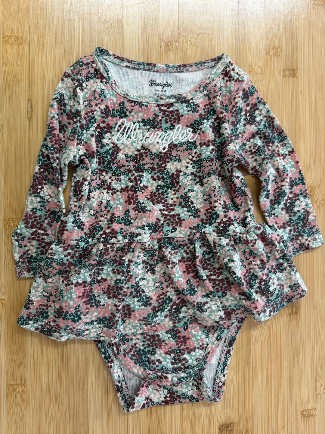 Wrangler Floral Bodysuit Dress – 24M | Long Sleeve Allover Print | Play