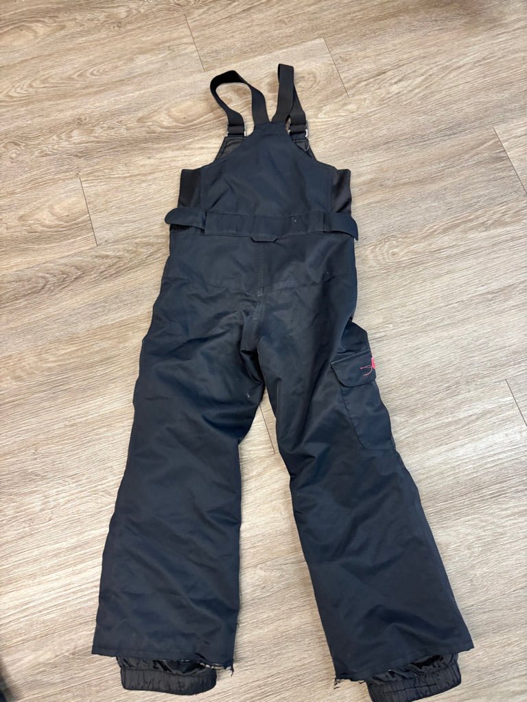Roxy Black Bib Snowpants Pink Logo | Size T6/7 PLAY - Nest and Sprout-Consignment